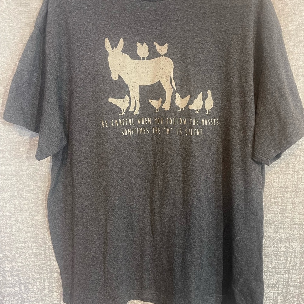 Gray Graphic T-Shirt with Animal Print